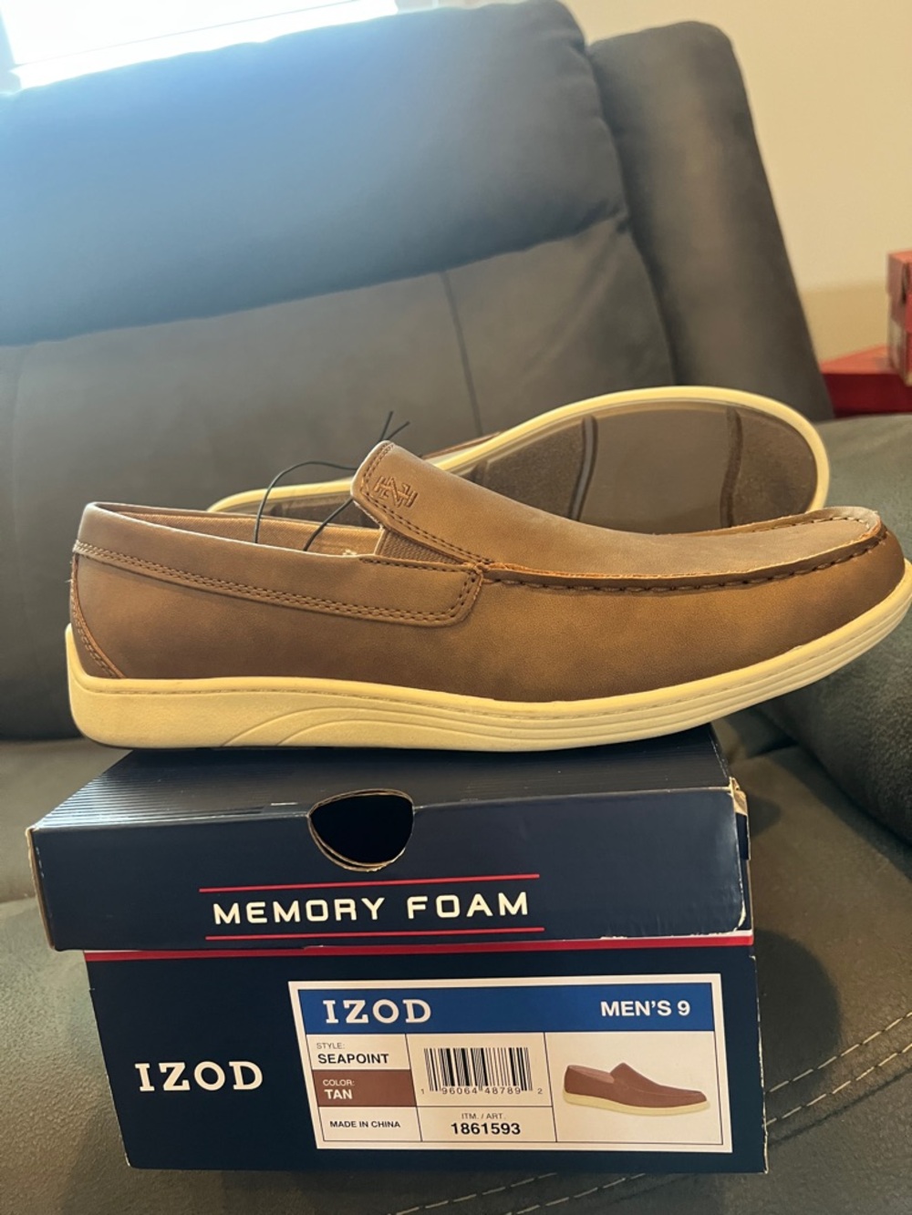 Izod Tan Seapoint Slip-On Loafers with Memory Foam